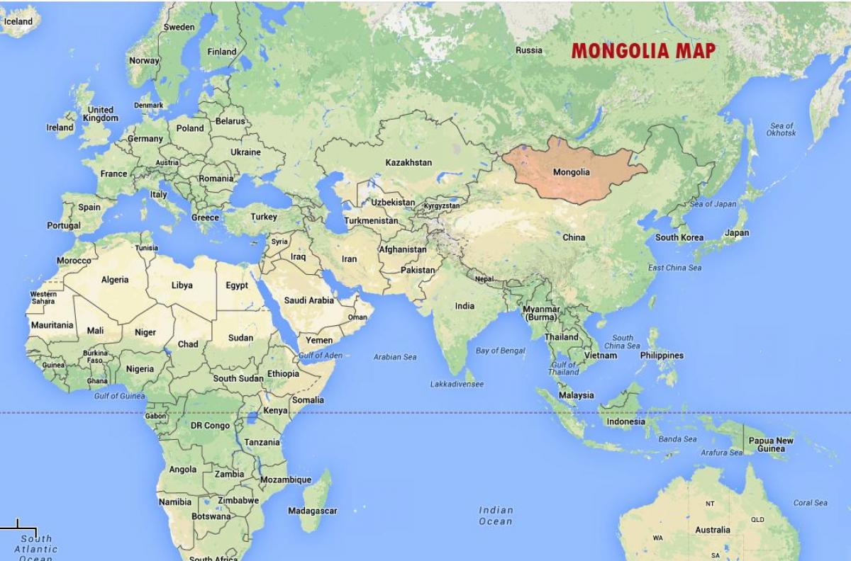 mappa del mondo che mostra la Mongolia