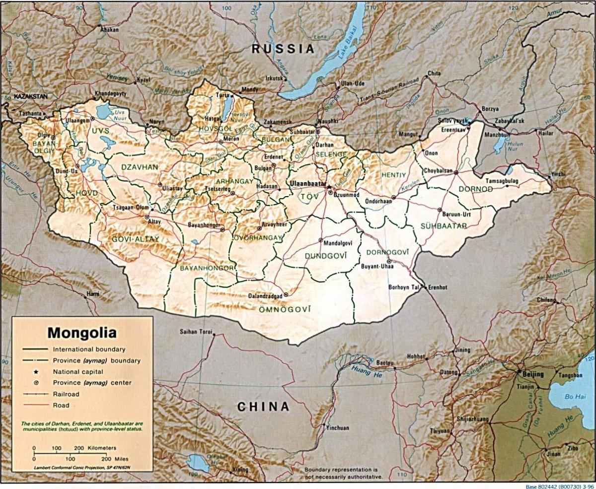 Mongolia mappa geografica