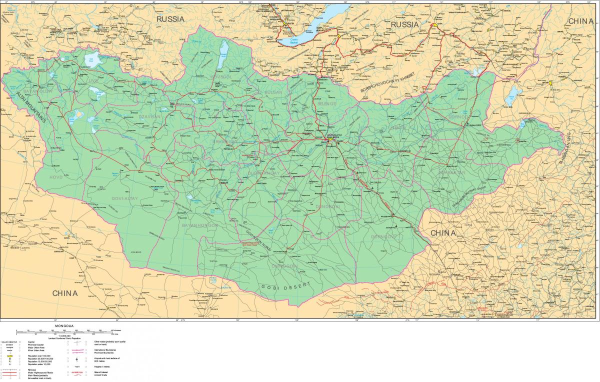 mappa della Mongolia strada