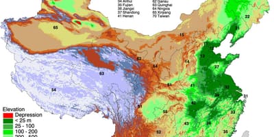 Mappa della Mongolia elevazione