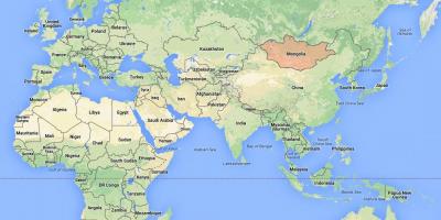 Mappa del mondo che mostra la Mongolia